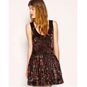 Free People velvet drop waist mini dress